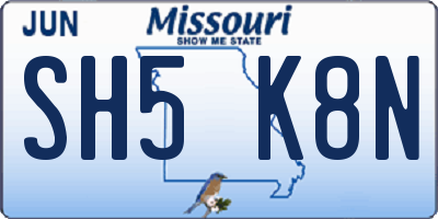 MO license plate SH5K8N