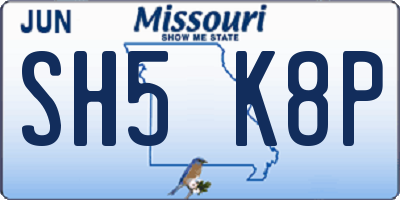MO license plate SH5K8P