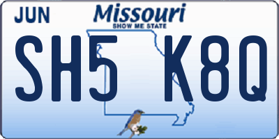 MO license plate SH5K8Q
