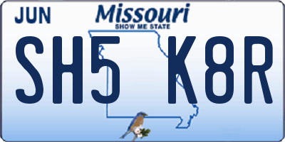 MO license plate SH5K8R