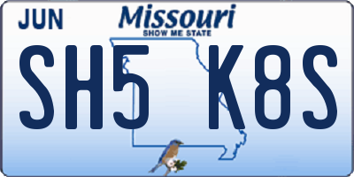 MO license plate SH5K8S
