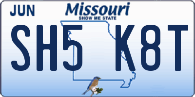 MO license plate SH5K8T