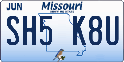 MO license plate SH5K8U