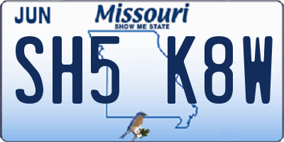MO license plate SH5K8W