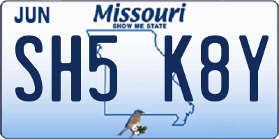 MO license plate SH5K8Y