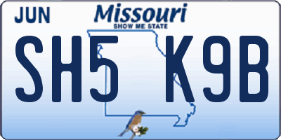 MO license plate SH5K9B