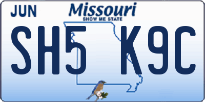 MO license plate SH5K9C