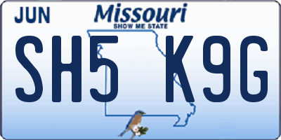MO license plate SH5K9G