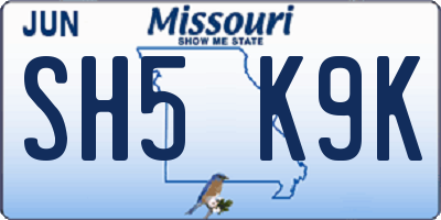 MO license plate SH5K9K