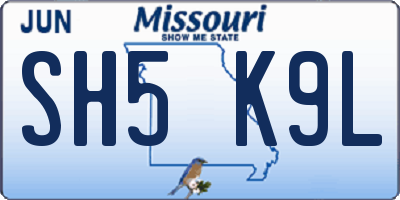 MO license plate SH5K9L