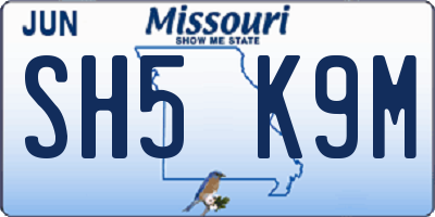 MO license plate SH5K9M