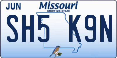 MO license plate SH5K9N