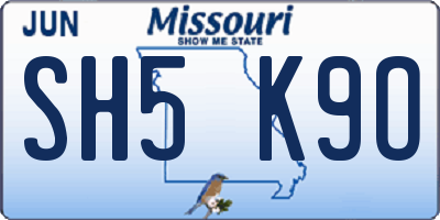 MO license plate SH5K9O