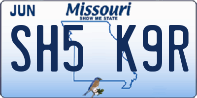 MO license plate SH5K9R