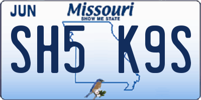 MO license plate SH5K9S