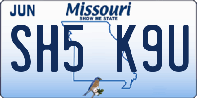 MO license plate SH5K9U