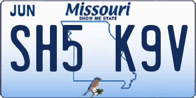 MO license plate SH5K9V