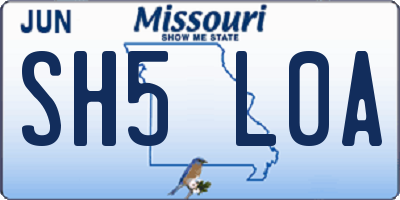 MO license plate SH5L0A