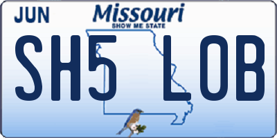 MO license plate SH5L0B