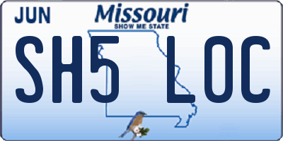 MO license plate SH5L0C