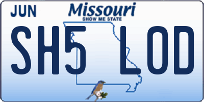 MO license plate SH5L0D