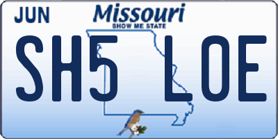 MO license plate SH5L0E