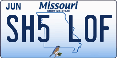 MO license plate SH5L0F
