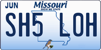 MO license plate SH5L0H