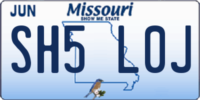 MO license plate SH5L0J