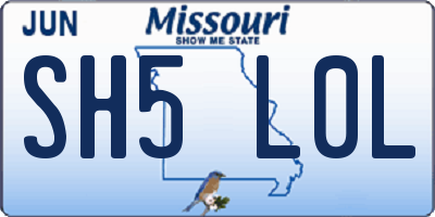 MO license plate SH5L0L