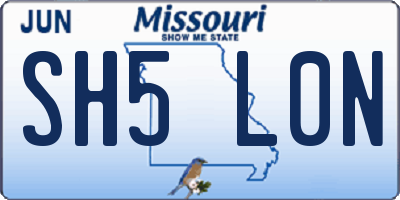 MO license plate SH5L0N