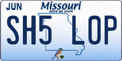 MO license plate SH5L0P