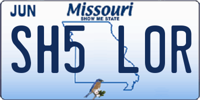 MO license plate SH5L0R