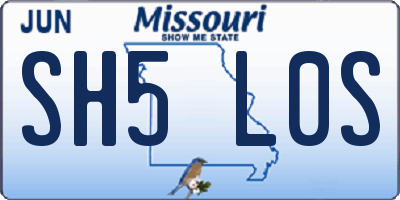 MO license plate SH5L0S