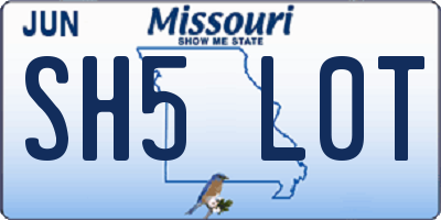 MO license plate SH5L0T