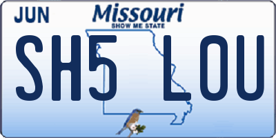 MO license plate SH5L0U