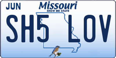 MO license plate SH5L0V