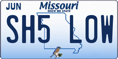 MO license plate SH5L0W