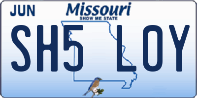 MO license plate SH5L0Y