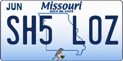 MO license plate SH5L0Z