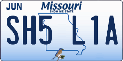 MO license plate SH5L1A