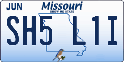 MO license plate SH5L1I
