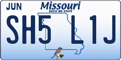 MO license plate SH5L1J
