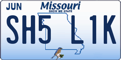 MO license plate SH5L1K
