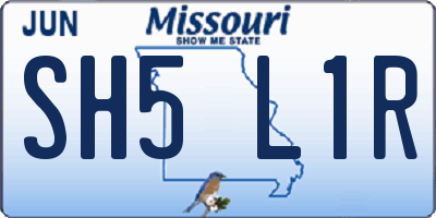 MO license plate SH5L1R