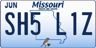 MO license plate SH5L1Z