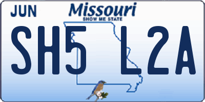 MO license plate SH5L2A