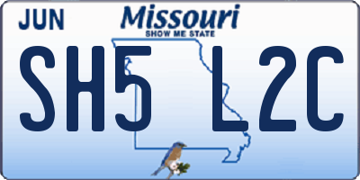MO license plate SH5L2C