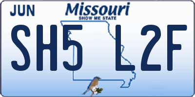 MO license plate SH5L2F