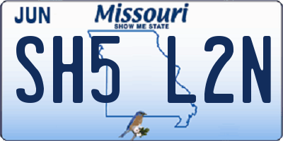 MO license plate SH5L2N